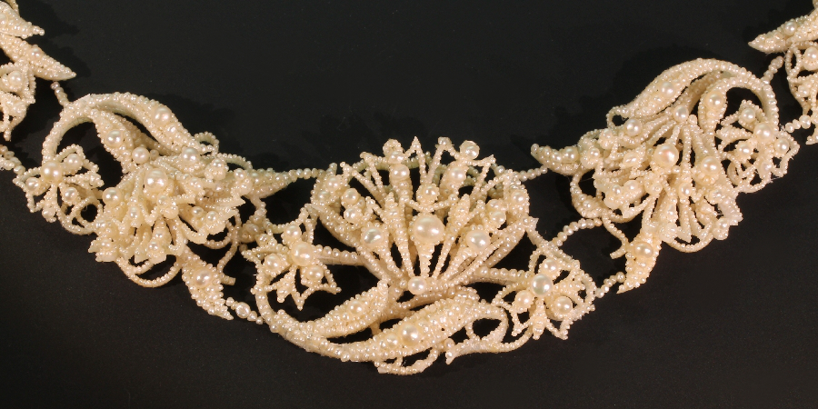 Georgian woven natural seed pearl parure necklace pendant brooches pre Victorian (image 37 of 50)